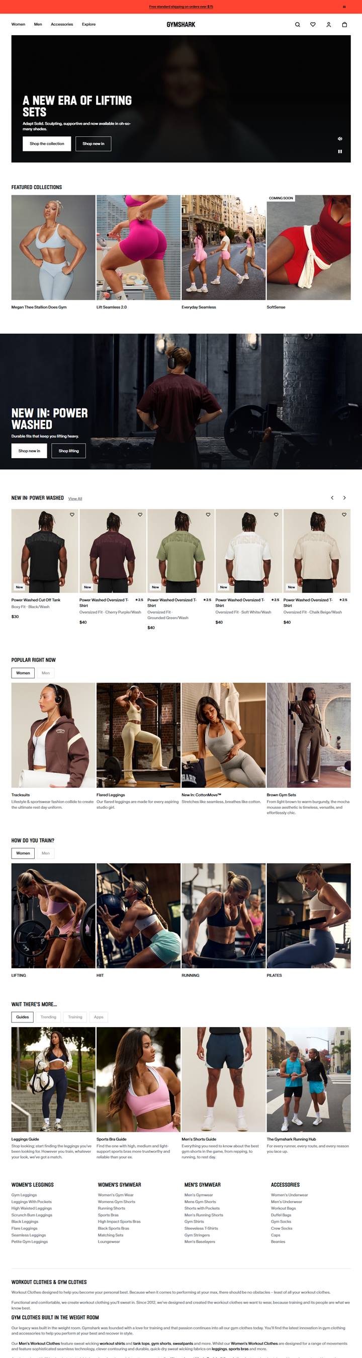 Gymshark homepage on a desktop browser