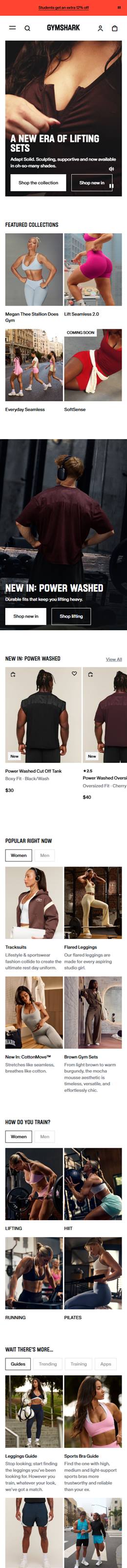 Gymshark homepage on a phone