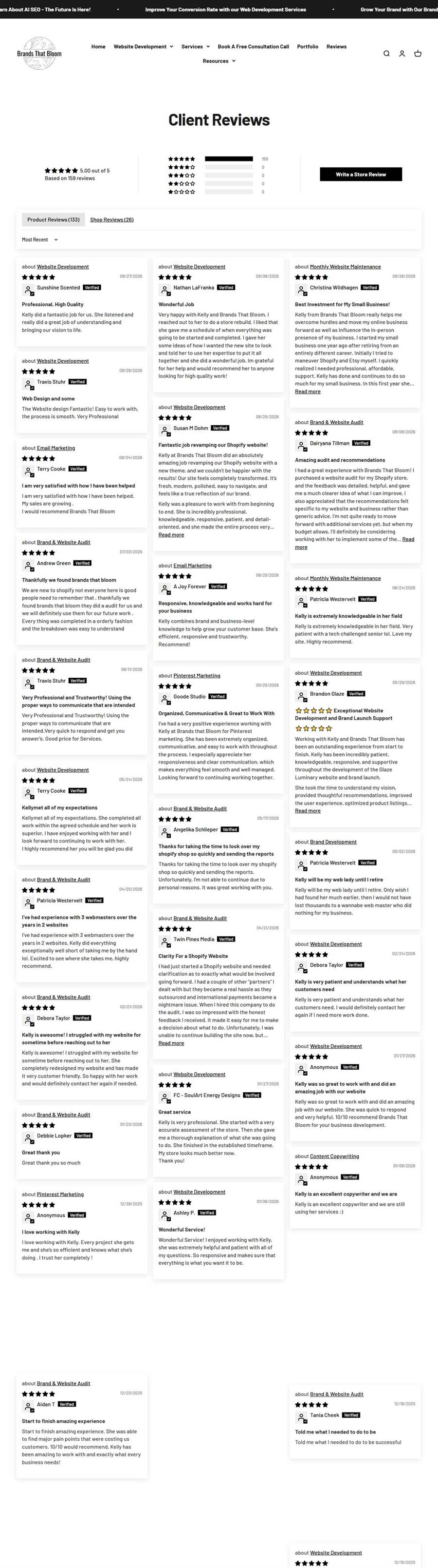 Brands That Bloom homepage on a desktop browser