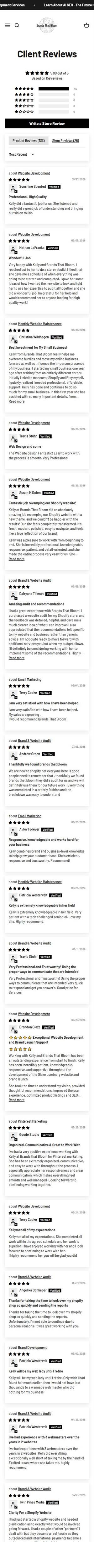 Brands That Bloom homepage on a phone