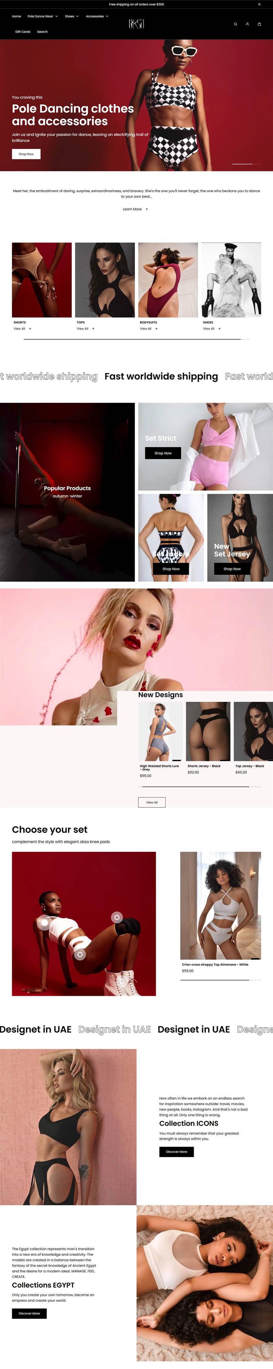 OKSA Polewear homepage on a desktop browser