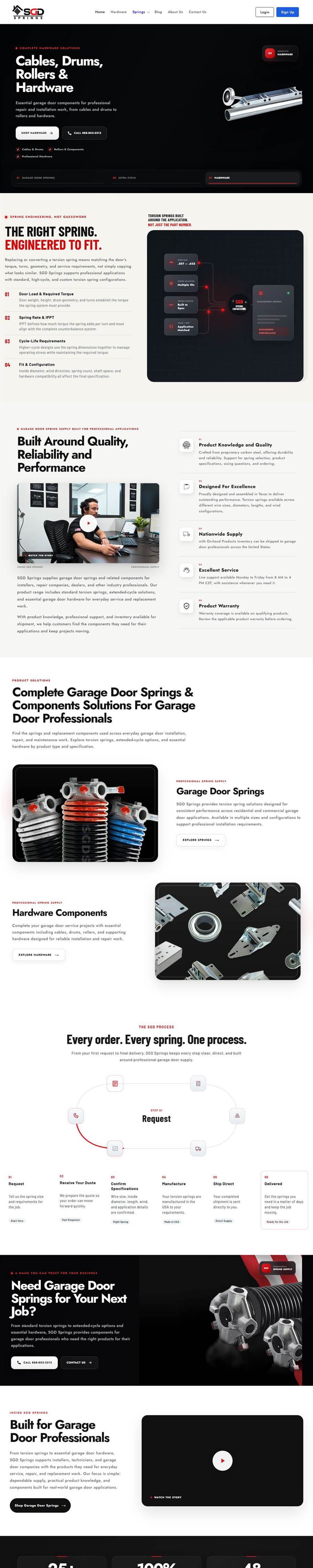SGD Springs homepage on a desktop browser