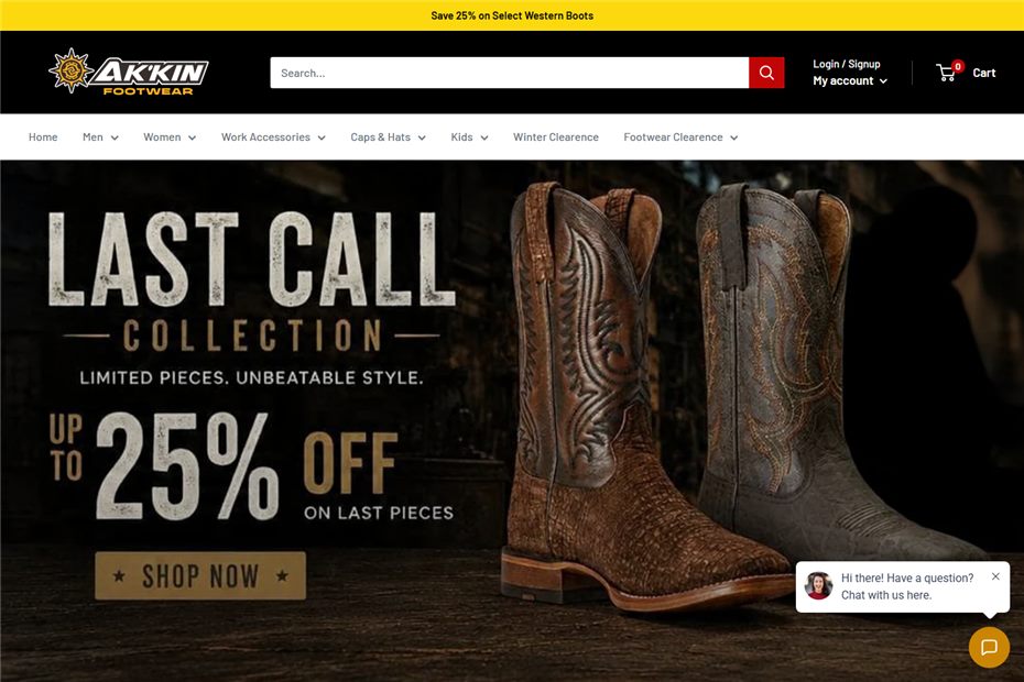 Ak'kin Footwear website